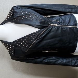 Studded Faux Leather Forever 21 Black and Gold Jacket Medium